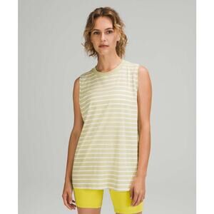 Lululemon All Yours Tank Top Yachtie Stripe Dew Green White Size Medium